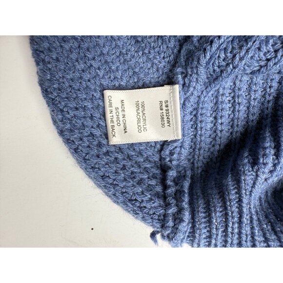 Papayas Womens Blue Ribbed Knit V-Neck Sweater With Twist Back Detail S - Picture 4 of 4